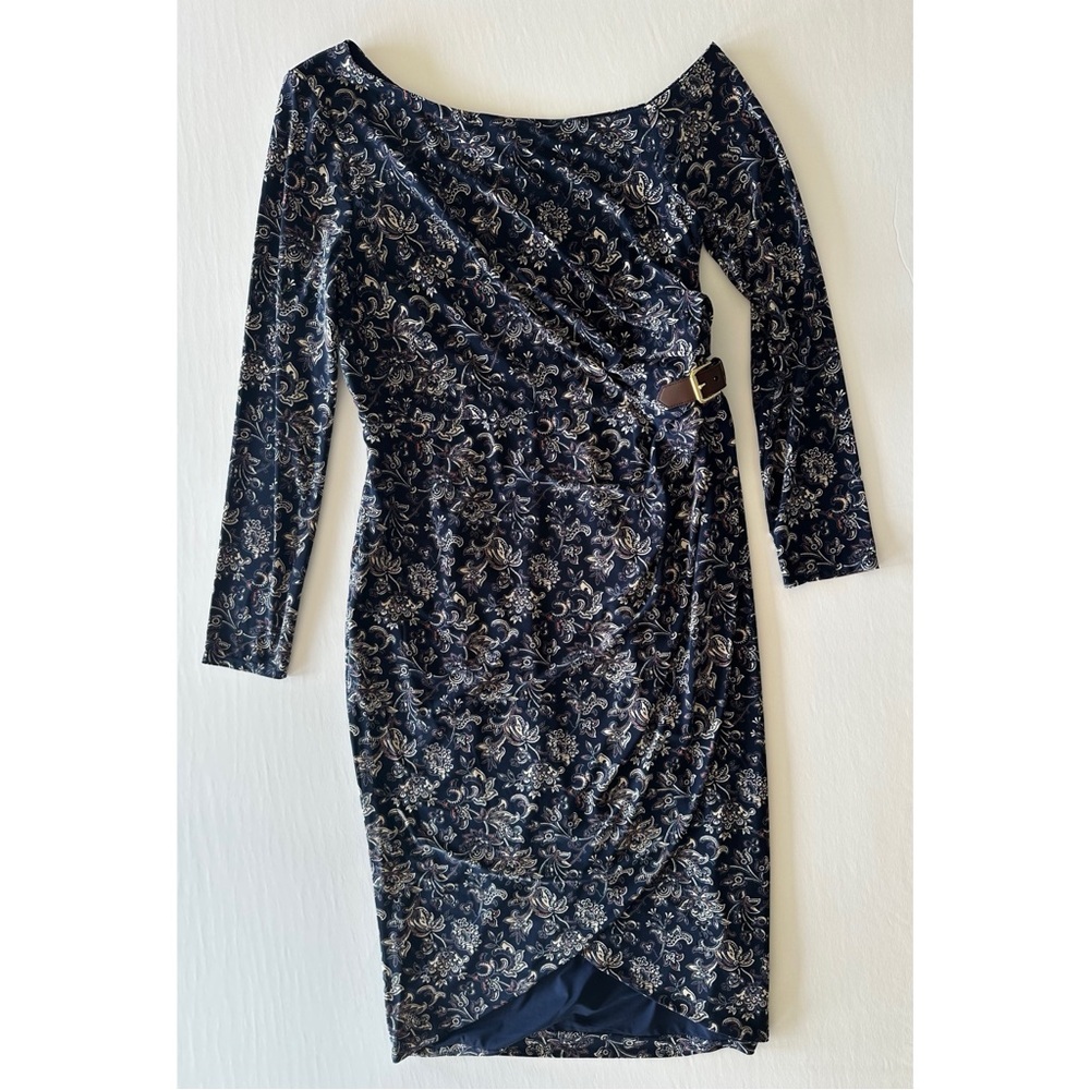Lauren Ralph Lauren Women's Floral Buckle-Trim Jersey Off the Shoulder Dress 14 - Picture 3 of 16